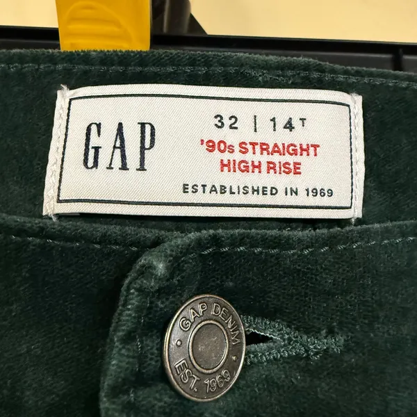 GAP 14 34X32 Tall 90s Straight High Rise Corduroy Pants Essex Green Retro Preppy - Image 6