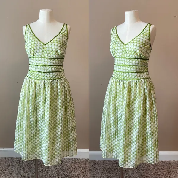 CATO | Green Polka Dot Midi Dress Sz 14 - Image 2