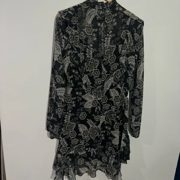 Bailey 44 Viola Floral Ruffle Chiffon Mini Dress Black Multi Size 6 Feminine‎ - Image 6