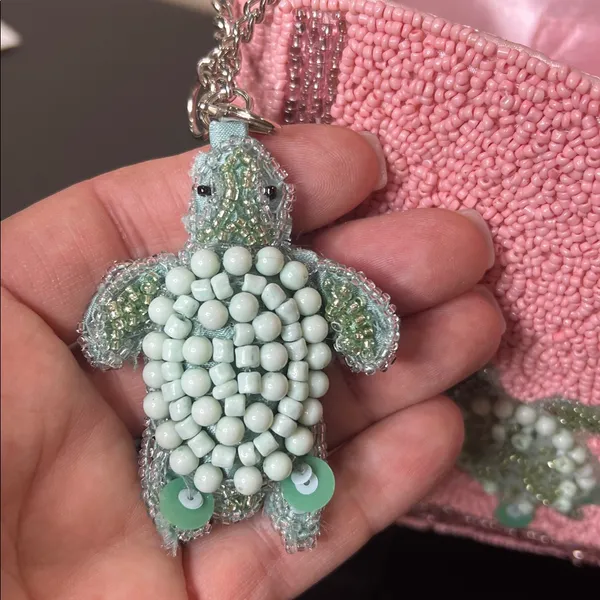 Handcrafted In India | Beaded Turtle Shoulder Bag 🐢 Pink - Image 12