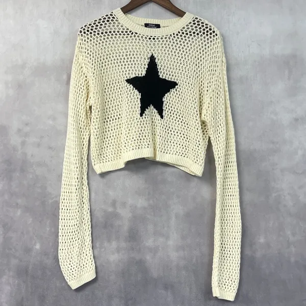 Social Collision Womens Star Mesh Crochet Sweater Size M‎ Edgy Indie Goth Grunge - Image 11