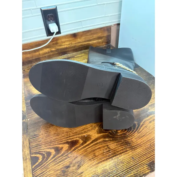 A New Day Black Gold Chain Tall Boots SIze 11‎ - Image 7