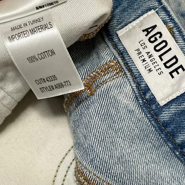 Agolde Women's Blue High Waisted Raw Hem Cut Off Mini Denim Jean Skirt Size S - Image 4