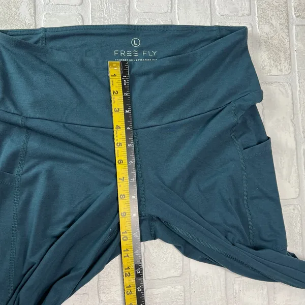 Free Fly All Day Pocket Leggings Womens Large Teal Ankle Solid Athleisure Active - Image 13