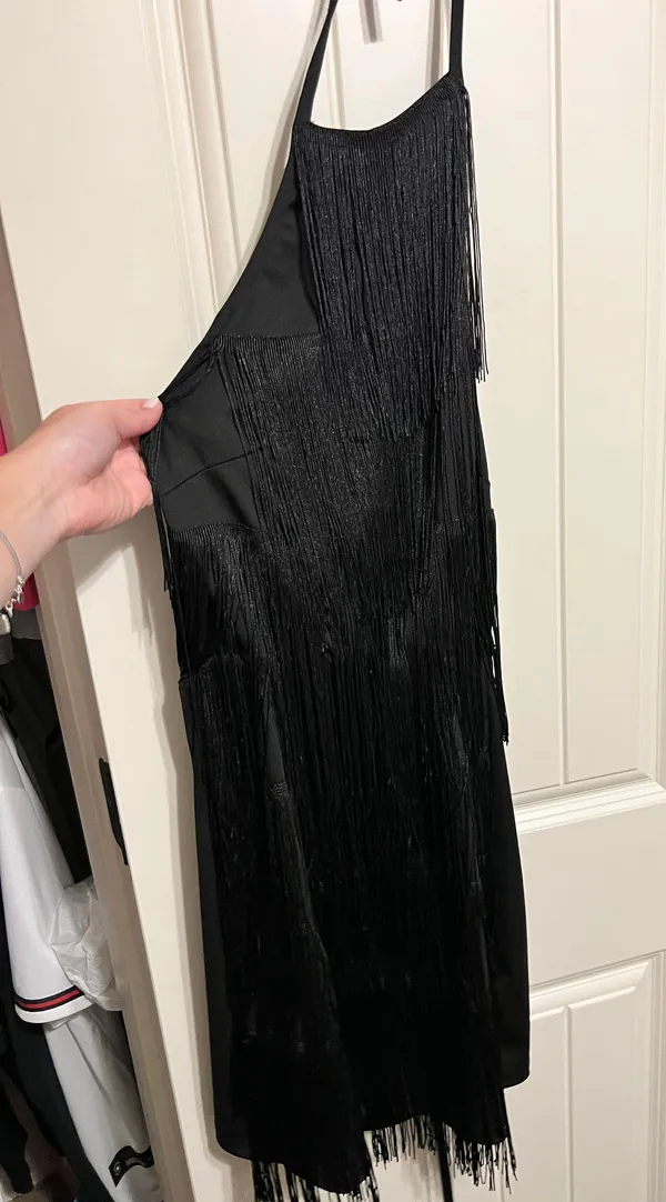 Fringe Flapper Dress Black Size L - Image 2