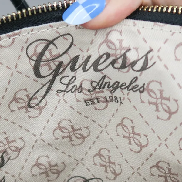 Guess Huntley Medium Cali Satchel In Black Faux Leather Alligator - Image 11