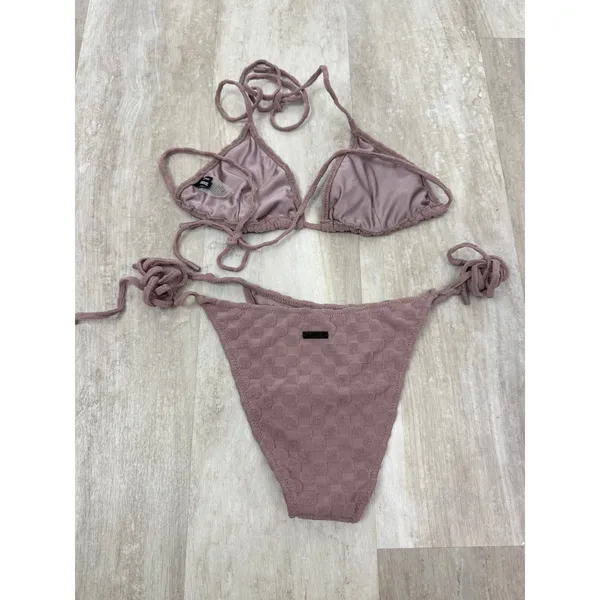 Triangl Vinca Deia Bikini Swimsuit Set Mauve Checkered texture Size XL/M - Image 7