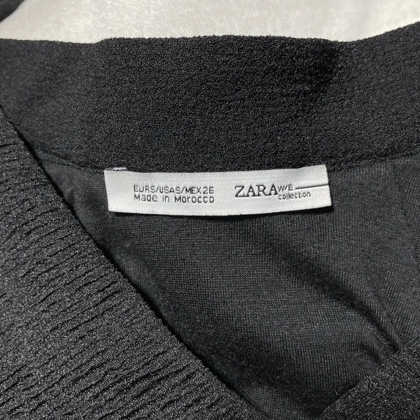 Zara Slit Front Cap Sleeve Cropped Tie Neck Top Black Size Small 5410/234/800 - Image 16