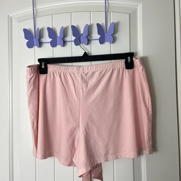 Gilligan & O’Malley women’s light pink satin drawstring soft pajama‎ shorts XXL - Image 5