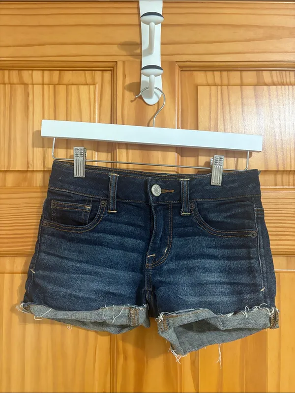American Eagle Super Stretch Size 00 Dark Wash Denim Jean Shorts - Image 2
