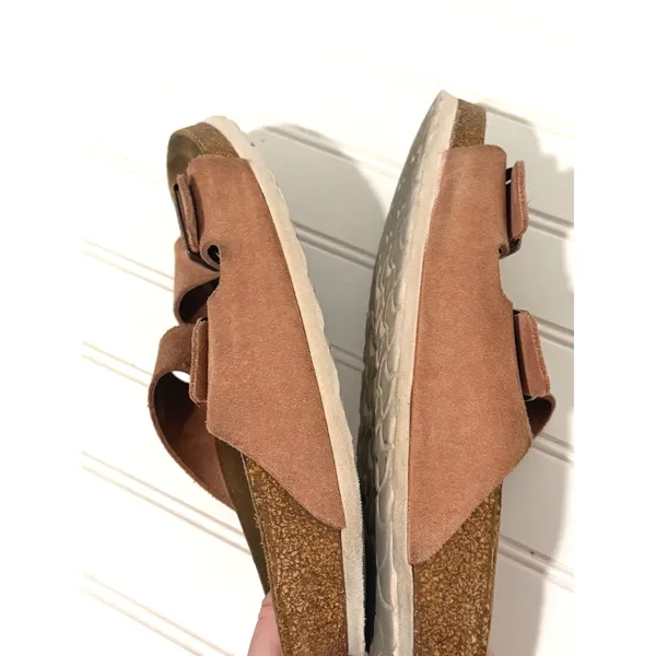 Birkenstock Arizona Suede Leather Sandals Pink Clay Two Strap Slides Womens 40 - Image 8