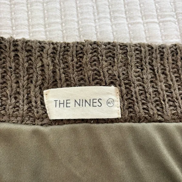 The Nines Boutique Olive Green Chunky Knit Midi Skirt Side Slit Women's Size M/L - Image 6