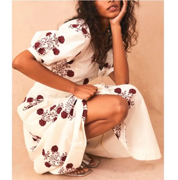 $298 Cactus Flower Embroidered Dress Lazy Bones Combo XS New - Image 10