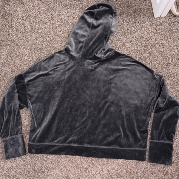 Aerie offline XXL grey long sleeve velvet hooded top - Image 4