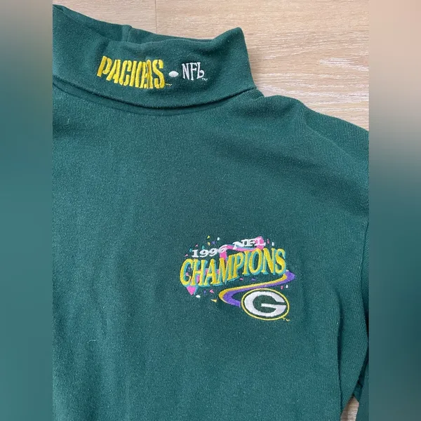 Vintage Green Bay Packers Turtle Neck Size M - Image 2