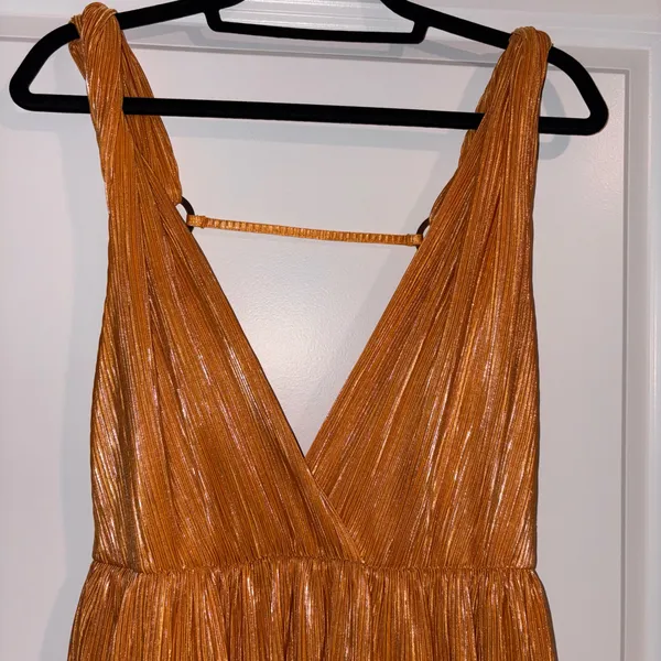 Sabina Musayev Alma Midi Dress in Mandarin Orange Pleated Tiered Small Like New - Image 10