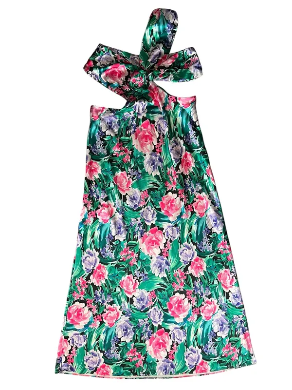 Free People Audette Studios Women’s Floral Printed Cutout Maxi Dress Multi Sz L - Image 15
