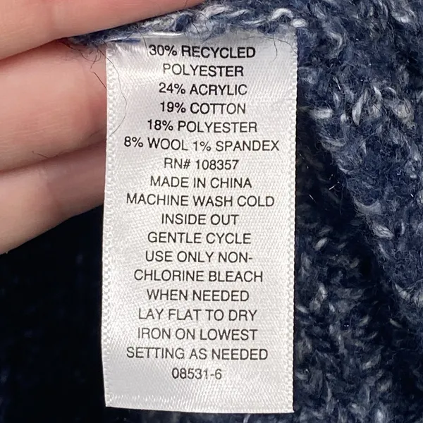 A New Approach ANA Sweater Women's Medium Wool Blend Blue Marble Knit Crewneck - Image 5