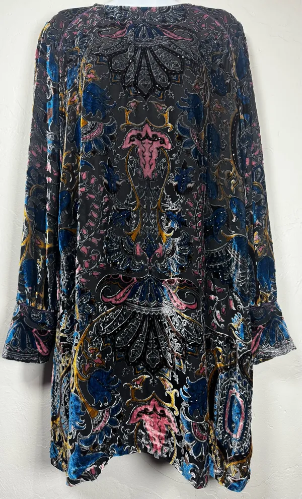 Hale Bob Silk Odile Medallion Silk/Rayon Velvet Burnout Dress - Image 4