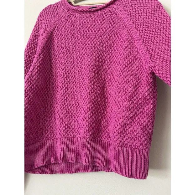 Lauren Ralph Lauren Pink Cotton Waffle Knit Sweater Size Medium Preppy Chic - Image 3