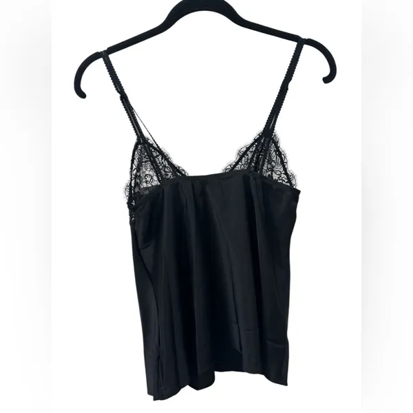 Elegant Black Lace Trim Camisole and bottoms set. - Image 2