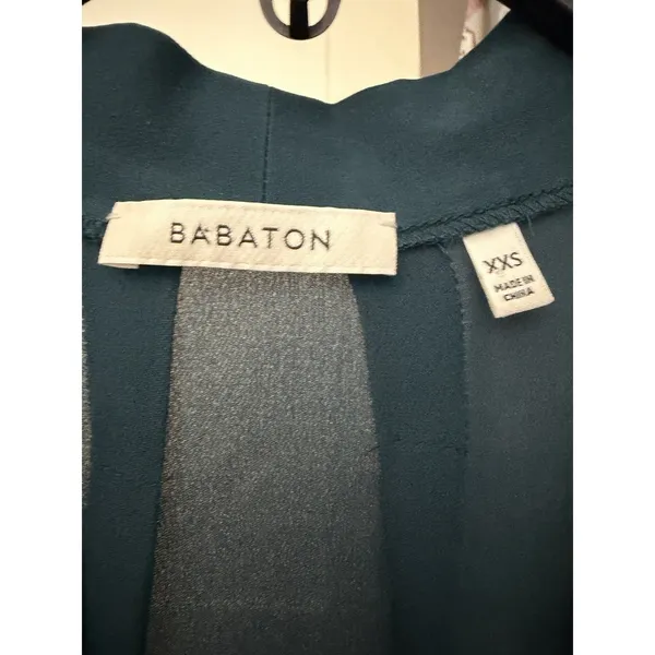 BABATON x ARITZIA Bennett 100% Silk Georgette Shirt Dress Teal XXS #GG2-4 - Image 3