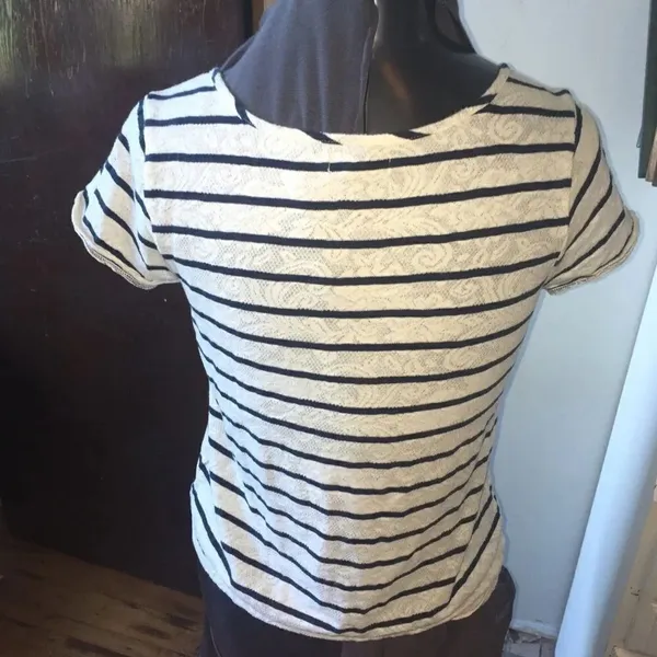 Lucky Brand striped blouse, banded knit hem - Image 2