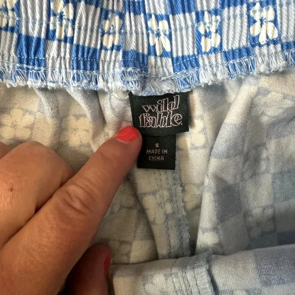 Wild Fable NWOT Blue & White Checkered Flower Pants Women Size Small Medium - Image 2