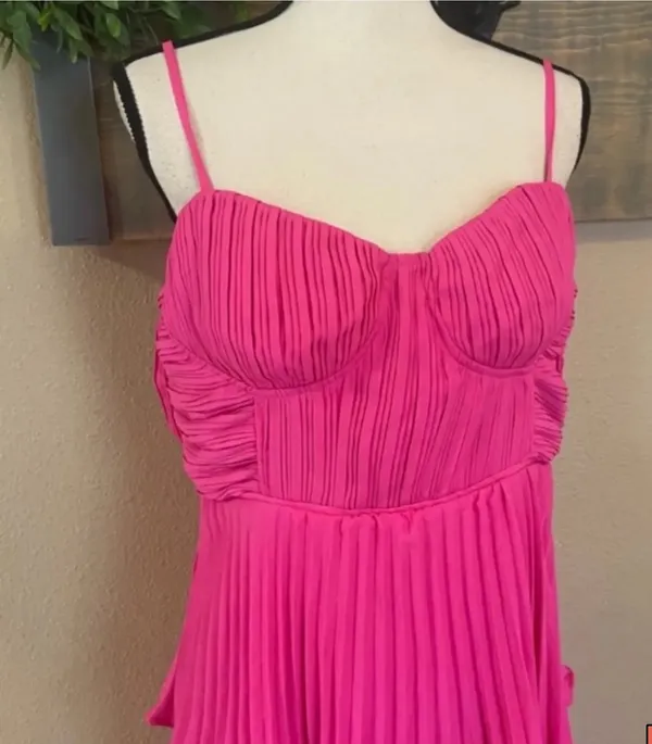 Lulus Hot Pink Tiered Midi Dress - Image 4
