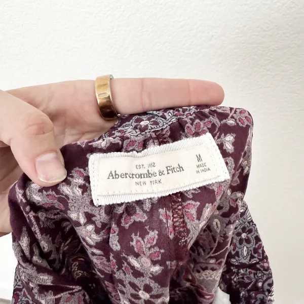 [Abercrombie & Fitch] Purple Floral Paisley Print Lace Trim Midi Skirt Sz Medium - Image 11
