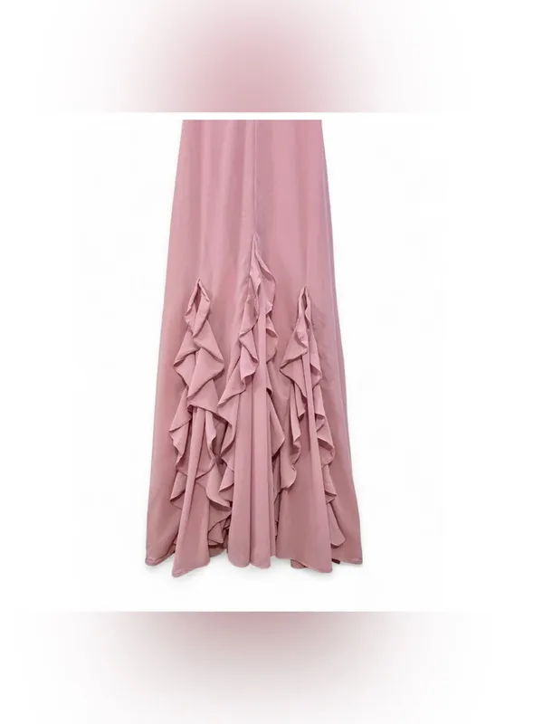 NWT Lulus Women’s Alorna Rose Pink Sleeveless Ruffled V-neck Maxi Dress Size L - Image 10