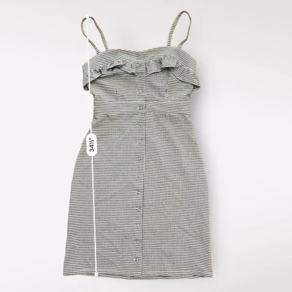 Honey Punch‎ NWOT Gingham Button-Up Short Mini Dress Size S Black White - Image 4