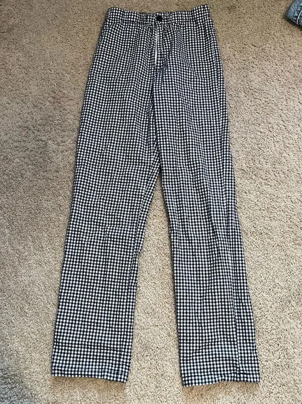 Brandy Melville Gingham pants black and white worn and washed - Image 2
