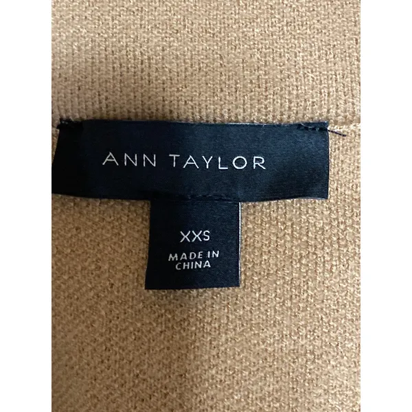 Ann Taylor Brown Tan Two Button Collared Long Sleeve Knit Blazer Coat Jacket XXS - Image 4