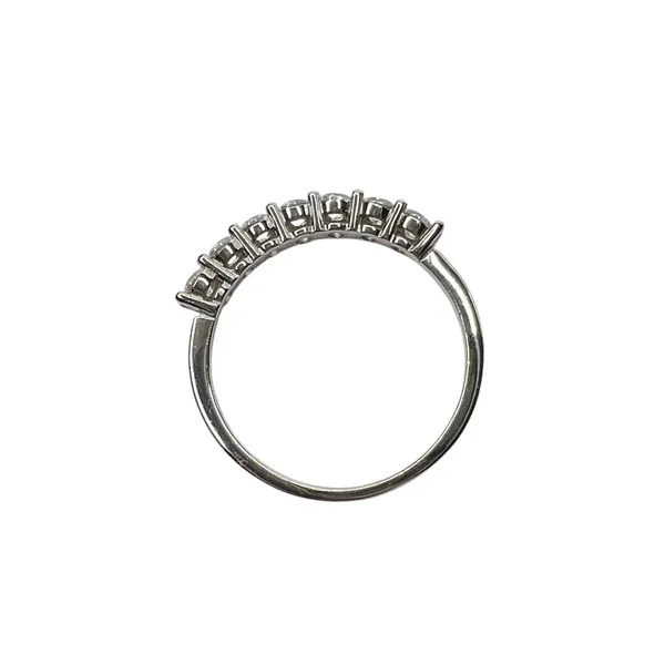 Sterling Silver Round Cut Seven Clear Cubic Zirconia Stones Band Ring - Image 5
