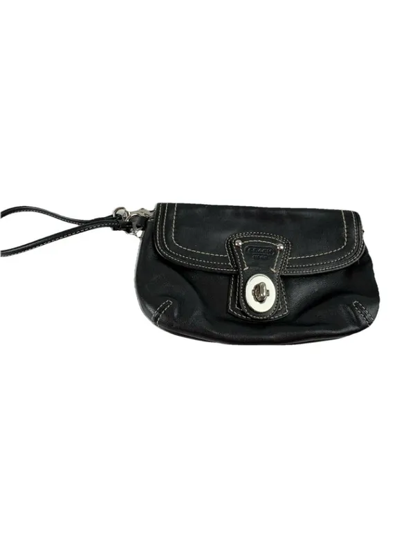 *Coach Vintage Legacy Turn-Lock Black Leather Wristlet Y2K 2000s - Image 2