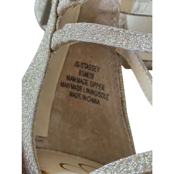 Jessica Simpson Stassey Sandal Size 8.5 Gold‎ Glitter Open Toe Block Heel - Image 6