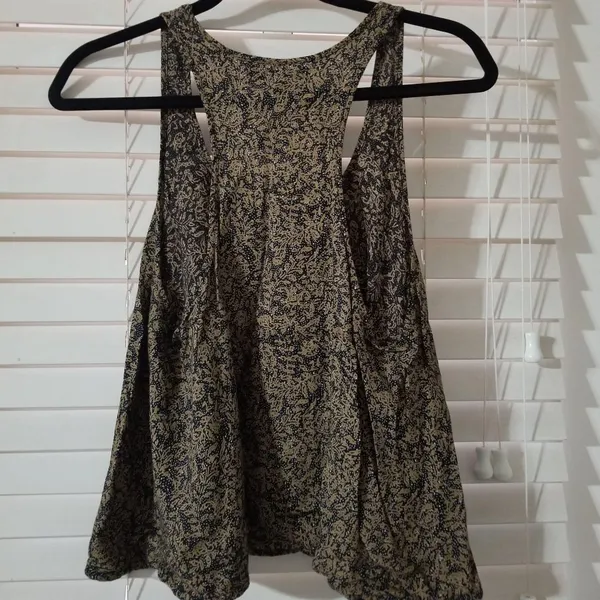 American Rag Cie Black & Gold Floral Print Racerback Tank Top L - Image 3