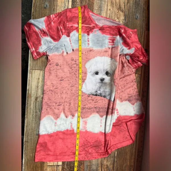 Tie-Dye Puppy Short Sleeve Tee – Coral - Image 6