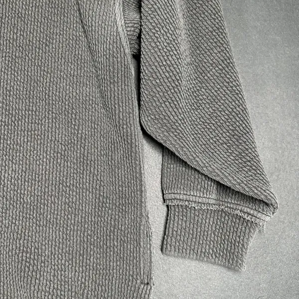 Aerie Waffle Knit‎ Sweater Womens XL Gray V Neck 3/4 Sleeve High Low Oversized - Image 3