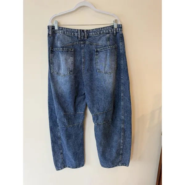Women's Baggy Boyfriend Jeans Vintage Wide Leg Mid Rise Barrel Denim Size 14 - Image 2