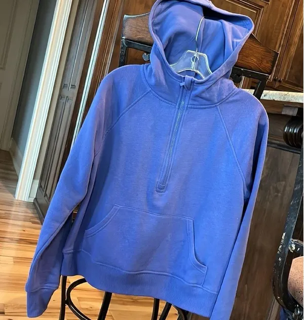 Member's Mark Scuba Hoodie Periwinkle Pullover Cotton Sweatshirt Knit Womens Medium - Image 6