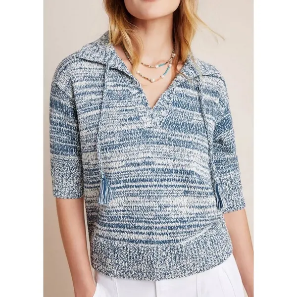 Anthropologie Chunky Knit Sweater Grandma Coastal Carlotta‎ Pullover Fisherman - Image 6