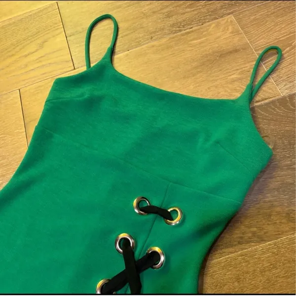 Green Lace-Up midi Dress size M - Image 15