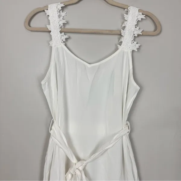 Cupshe Powder Lace & Tie Midi Summer Dress White Small NWT Minimalist Vacay Feminine - Image 12