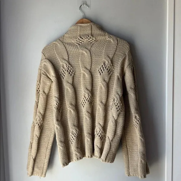 Zara Chunky Wool Blend Textured Knit Mock Neck Sweater - Image 2