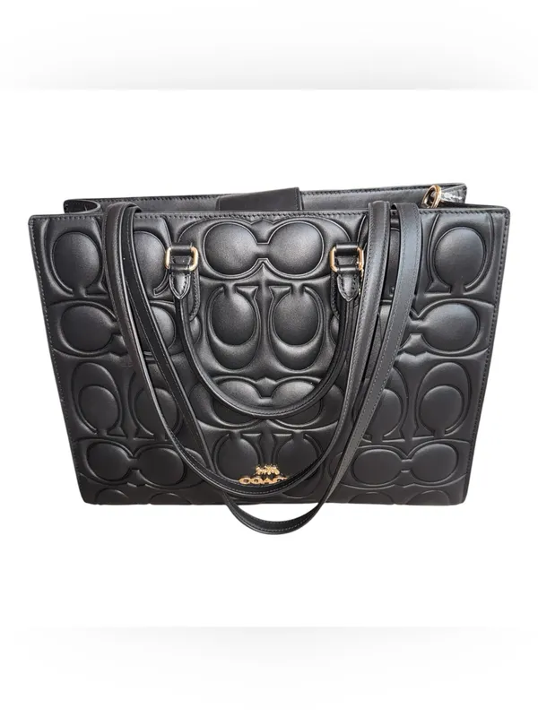 NWT Coach Maggie Large Tote Bag In Signature Leather Black 100% Authentic - Image 3