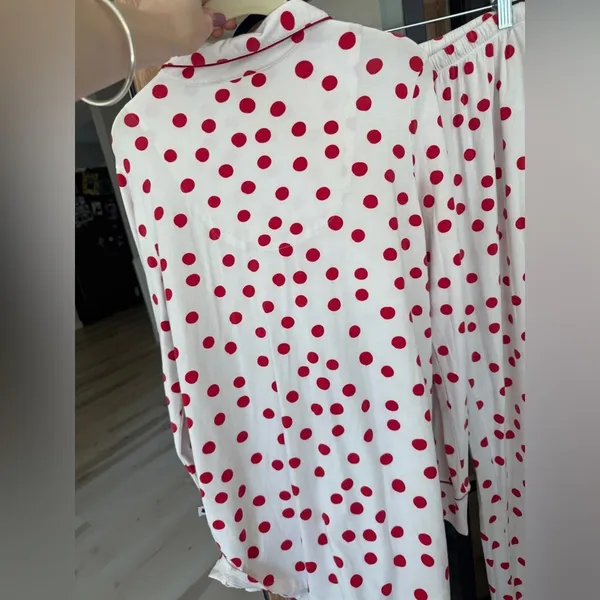 The Cat's Pajamas set pima modal button down shirt top pants Sprinkle polka Dots - Image 8