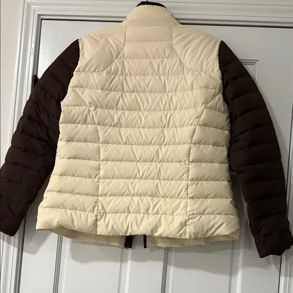 LAUREN-RALPH LAUREN Cream and Brown Puffer Jacket Size L - Image 7