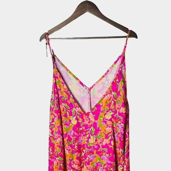 RESA Hannah Floral Midi‎ Slip Dress Small Pink Floral Fiji Print V Neck - Image 7